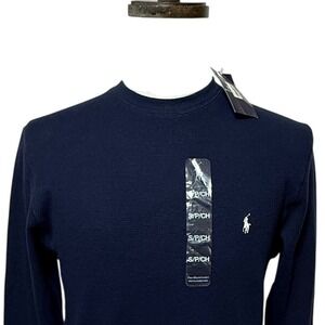 Polo Ralph Lauren Sleepwear Shirt Men Small Blue Waffle Knit Thermal NEW NWT